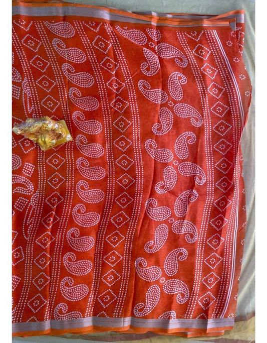 Orange Charu Cotton Silk Saree